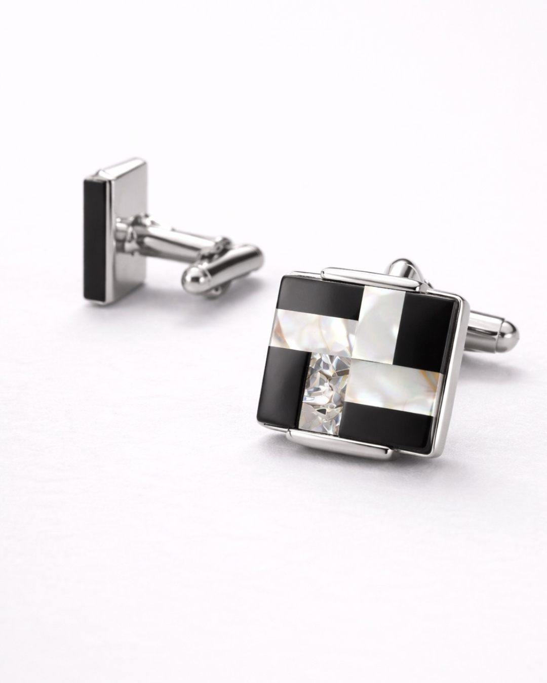 Bontons de manchette - Noir et argentés
