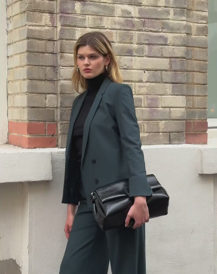 Wool-Wide-Leg-Suit-Trousers in green