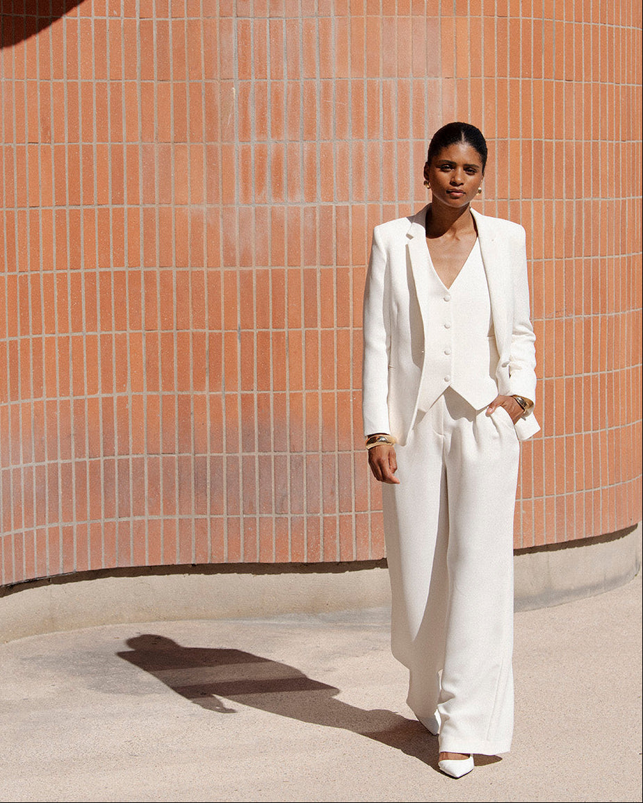 Pantalon palazzo Panama - Blanc
