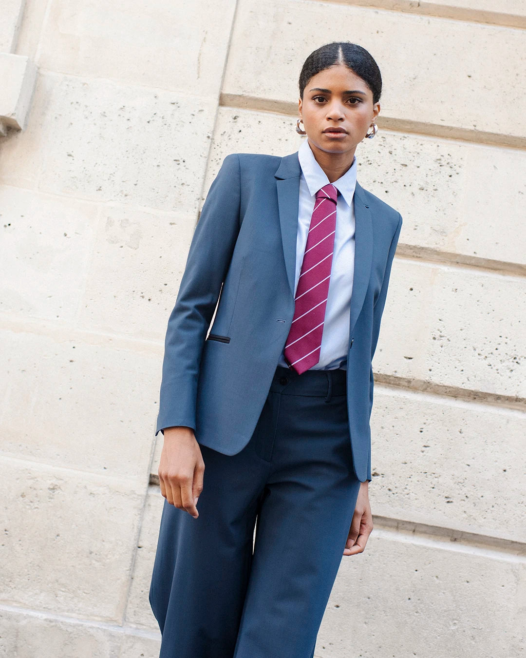 Chicago wool wide-leg suit trousers  - Blue