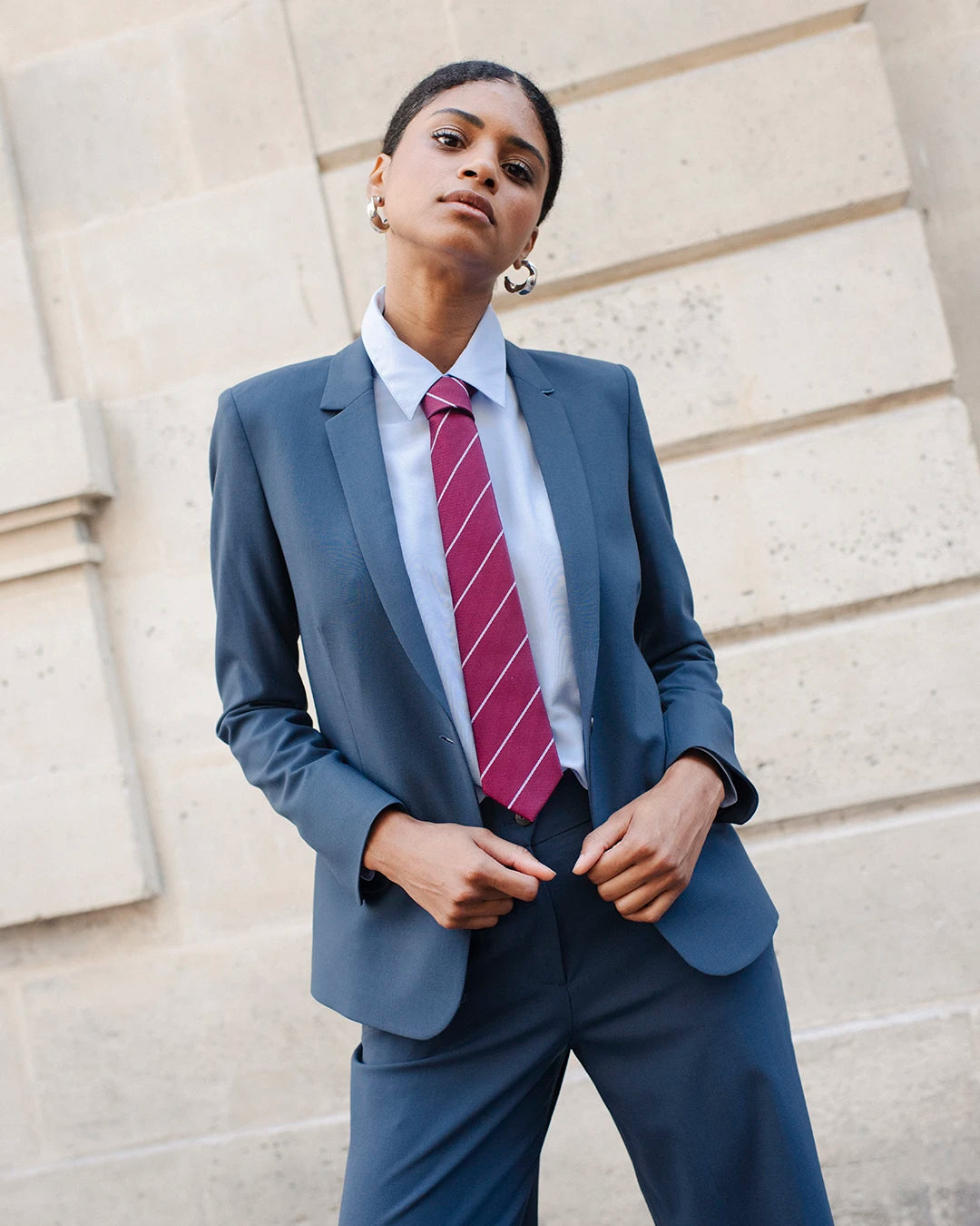 Chicago wool wide-leg suit trousers  - Blue